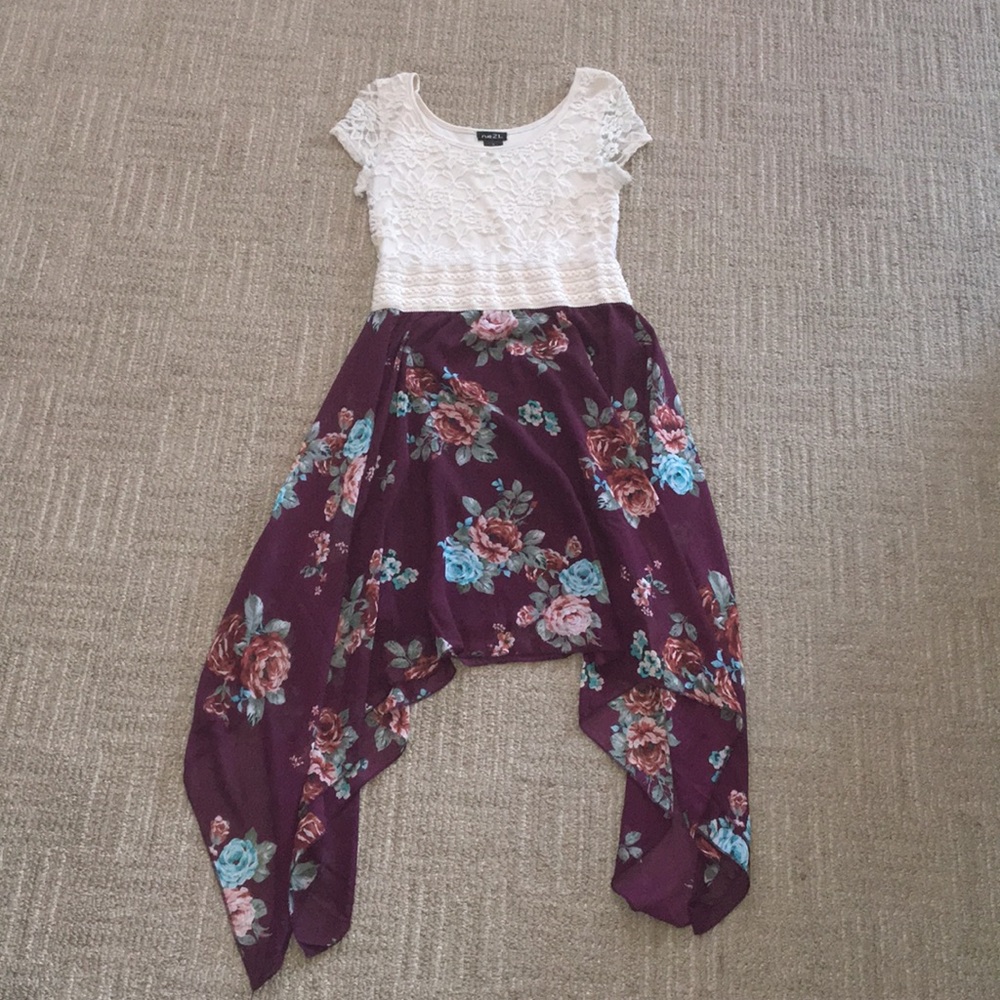 Cream + maroon high-low dress